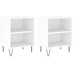 vidaXL Tables de chevet 2 pcs blanc 40x30x50 cm bois d'ingénierie pas cher