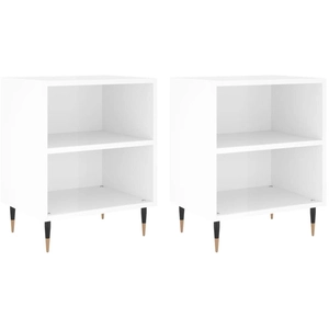 vidaXL Tables de chevet 2pcs blanc brillant 40x30x50cm bois ingénierie pas cher