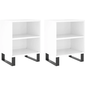 vidaXL Tables de chevet 2pcs blanc brillant 40x30x50cm bois ingénierie pas cher