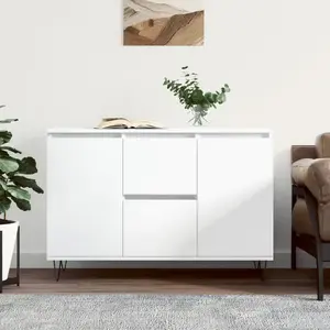 vidaXL Buffet blanc 104x35x70 cm bois d'ingénierie 827204 pas cher