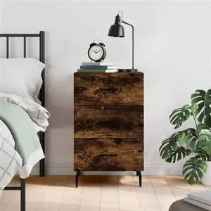 vidaXL Table de chevet chêne fumé 40x40x66 cm bois d'ingénierie pas cher
