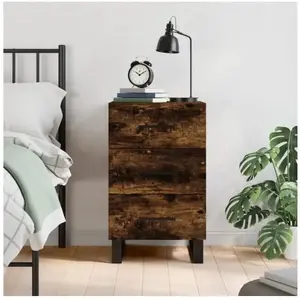 vidaXL Table de chevet chêne fumé 40x40x66 cm bois d'ingénierie pas cher