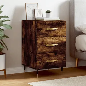 vidaXL Table de chevet chêne fumé 40x40x66 cm bois d'ingénierie pas cher