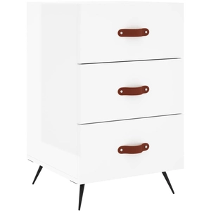 vidaXL Table de chevet blanc brillant 40x40x66 cm bois d'ingénierie pas cher
