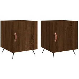 vidaXL Tables de chevet 2pcs chêne marron 40x40x50cm bois d'ingénierie pas cher