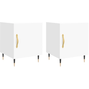 vidaXL Tables de chevet 2 pcs blanc 40x40x50 cm bois d’ingénierie pas cher