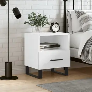 vidaXL Table de chevet blanc 40x35x47,5 cm bois d’ingénierie pas cher