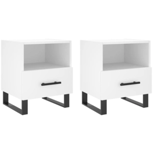 vidaXL Tables de chevet 2 pcs blanc 40x35x47,5 cm bois d’ingénierie pas cher
