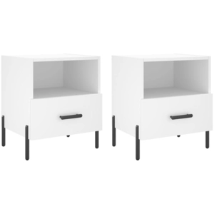 vidaXL Tables de chevet 2 pcs blanc 40x35x47,5 cm bois d’ingénierie pas cher