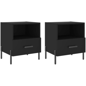 vidaXL Tables de chevet 2 pcs noir 40x35x47,5 cm bois d’ingénierie pas cher