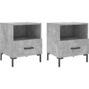 vidaXL Tables de chevet 2pcs gris béton 40x35x47,5cm bois d’ingénierie pas cher