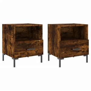 vidaXL Tables de chevet 2pcs chêne fumé 40x35x47,5cm bois d’ingénierie pas cher