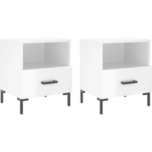 vidaXL Tables de chevet 2 pcs blanc brillant 40x35x47,5 cm pas cher