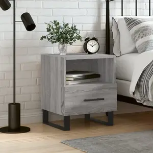 vidaXL Table de chevet sonoma gris 40x35x47,5 cm bois d’ingénierie pas cher