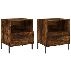 vidaXL Tables de chevet 2pcs chêne fumé 40x35x47,5cm bois d’ingénierie pas cher