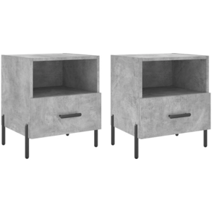 vidaXL Tables de chevet 2pcs gris béton 40x35x47,5cm bois d’ingénierie pas cher