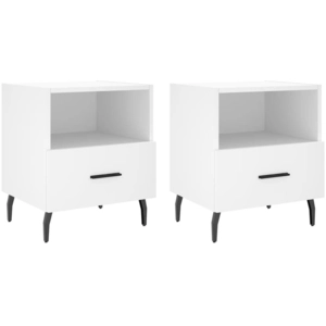 vidaXL Tables de chevet 2 pcs blanc 40x35x47,5 cm bois d’ingénierie pas cher