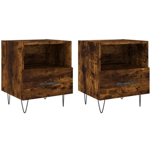 vidaXL Tables de chevet 2pcs chêne fumé 40x35x47,5cm bois d’ingénierie pas cher