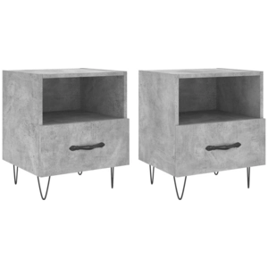 vidaXL Tables de chevet 2pcs gris béton 40x35x47,5cm bois d’ingénierie pas cher