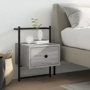 vidaXL Table de chevet murale sonoma gris 35x30x51cm bois d'ingénierie pas cher