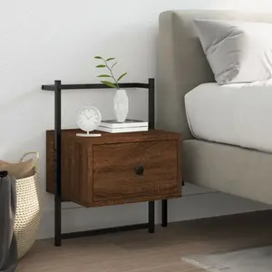 vidaXL Table de chevet murale chêne brun 35x30x51 cm bois d'ingénierie pas cher