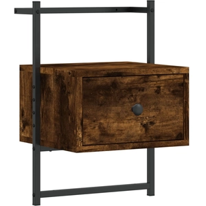 vidaXL Table de chevet murale chêne fumé 35x30x51 cm cm pas cher
