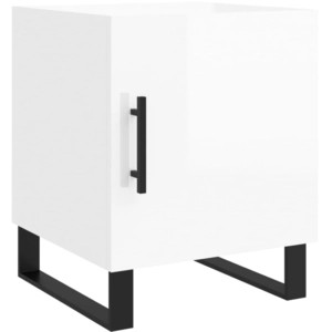 vidaXL Table de chevet blanc brillant 40x40x50 cm bois d’ingénierie pas cher
