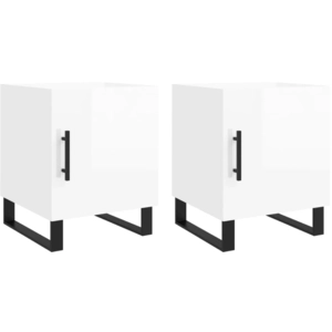 vidaXL Tables de chevet 2 pcs blanc brillant 40x40x50 cm pas cher