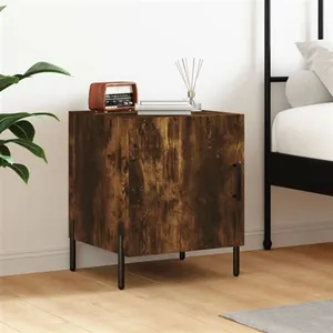 vidaXL Table de chevet chêne fumé 40x40x50 cm bois d'ingénierie pas cher