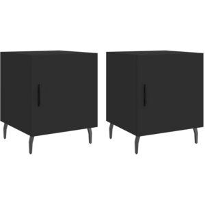 vidaXL Tables de chevet 2 pcs noir 40x40x50 cm bois d’ingénierie pas cher