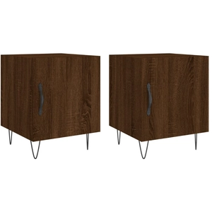 vidaXL Tables de chevet 2pcs chêne marron 40x40x50cm bois d'ingénierie pas cher