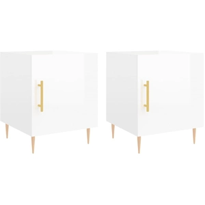 vidaXL Tables de chevet 2 pcs blanc brillant 40x40x50 cm pas cher