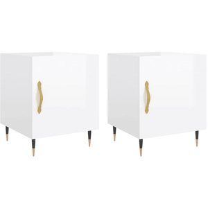 vidaXL Tables de chevet 2 pcs blanc brillant 40x40x50 cm pas cher