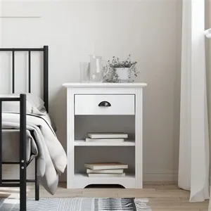 vidaXL Table de chevet BODO blanc 53x38,5x66 cm bois de pin massif pas cher