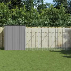 vidaXL Niche pour chien avec cour gris clair 165x659x181 cm pas cher