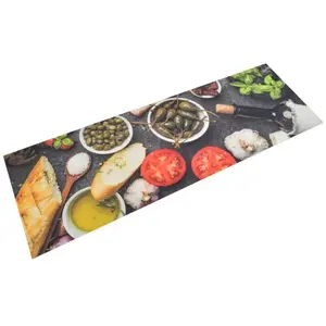 Comparateur de prix : vidaXL Tapis de cuisine lavable impression vin dîner 60x180 cm velours