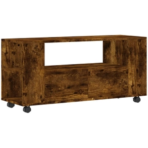 vidaXL Meuble TV chêne fumé 102x34,5x43 cm bois d'ingénierie pas cher