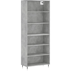 vidaXL Buffet gris béton 69,5x32,5x180 cm bois d'ingénierie pas cher