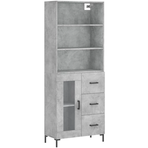 vidaXL Buffet gris béton 69,5x32,5x180 cm bois d'ingénierie pas cher