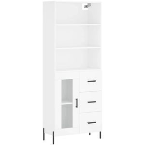 vidaXL Buffet haut Blanc 69,5x34x180 cm Bois d'ingénierie pas cher