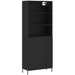 vidaXL Buffet haut Noir 69,5x34x180 cm Bois d'ingénierie pas cher
