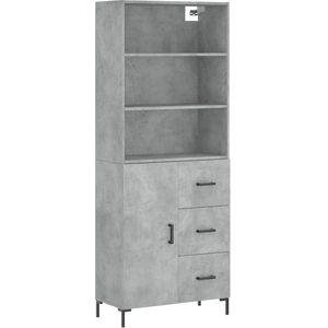 vidaXL Buffet haut Gris béton 69,5x34x180 cm Bois d'ingénierie pas cher