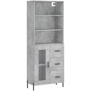 vidaXL Buffet haut Gris béton 69,5x34x180 cm Bois d'ingénierie pas cher