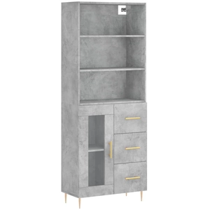 vidaXL Buffet haut Gris béton 69,5x34x180 cm Bois d'ingénierie pas cher