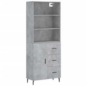 vidaXL Buffet haut Gris béton 69,5x34x180 cm Bois d'ingénierie pas cher