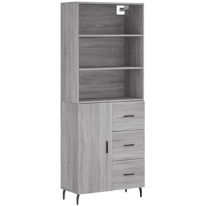 vidaXL Buffet haut Sonoma gris 69,5x34x180 cm Bois d'ingénierie pas cher
