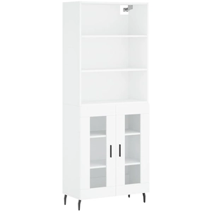 vidaXL Buffet haut Blanc 69,5x34x180 cm Bois d'ingénierie pas cher