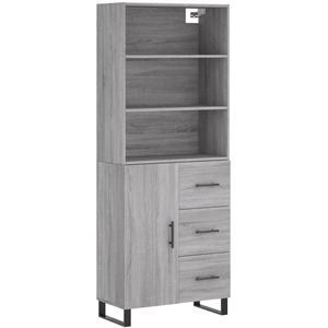 vidaXL Buffet haut Sonoma gris 69,5x34x180 cm Bois d'ingénierie pas cher