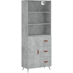 vidaXL Buffet haut Gris béton 69,5x34x180 cm Bois d'ingénierie pas cher