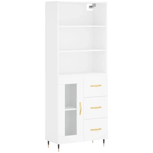 vidaXL Buffet haut Blanc 69,5x34x180 cm Bois d'ingénierie pas cher